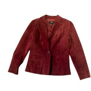 Alfani Burgundy Suede Leather Jacket. S
